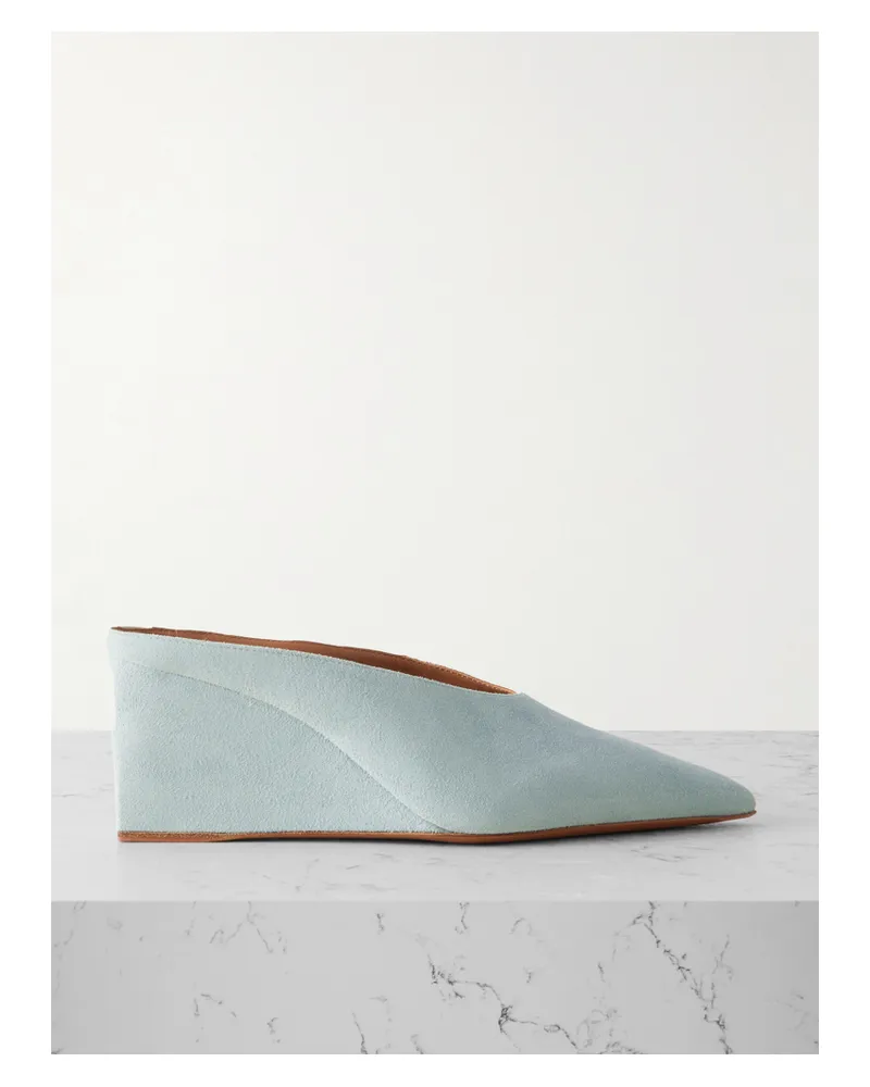 Alaïa 75 Suede Wedge Mules - Green Green