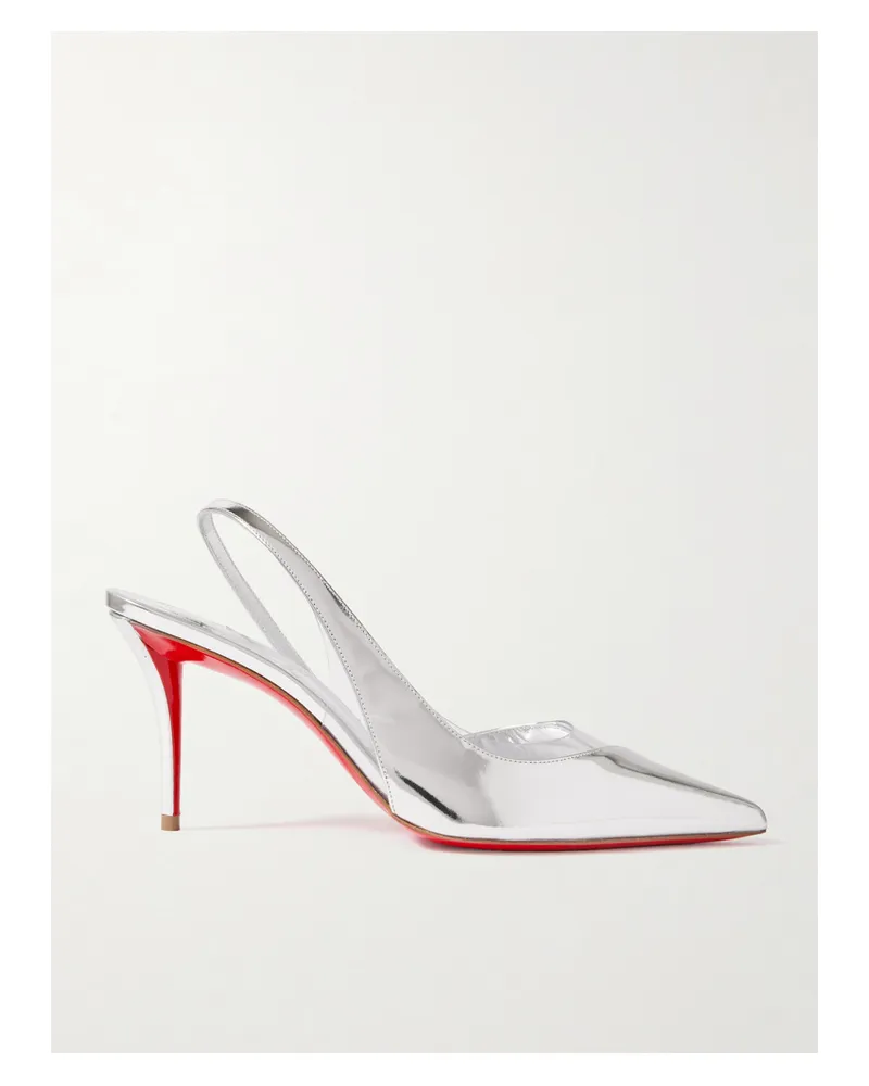 Christian Louboutin Posticha 80 Slingback-pumps Aus Metallic-leder Und Pvc - Silber Silber