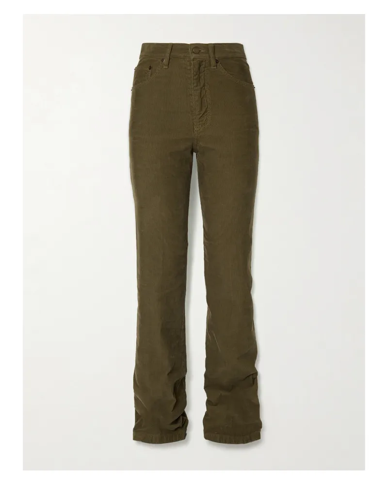 Saint Laurent Clyde Cotton-corduroy Slim-leg Pants - Green Green