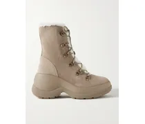 Resile Trek Schnürstiefel Aus Veloursleder Mit Faux-fur-besätzen - Braun