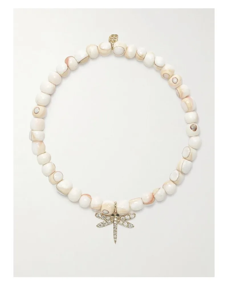 Sydney Evan Dragonfly Armband Mit Muscheln, Details Aus 14 Karat Gold Und Diamanten Gold