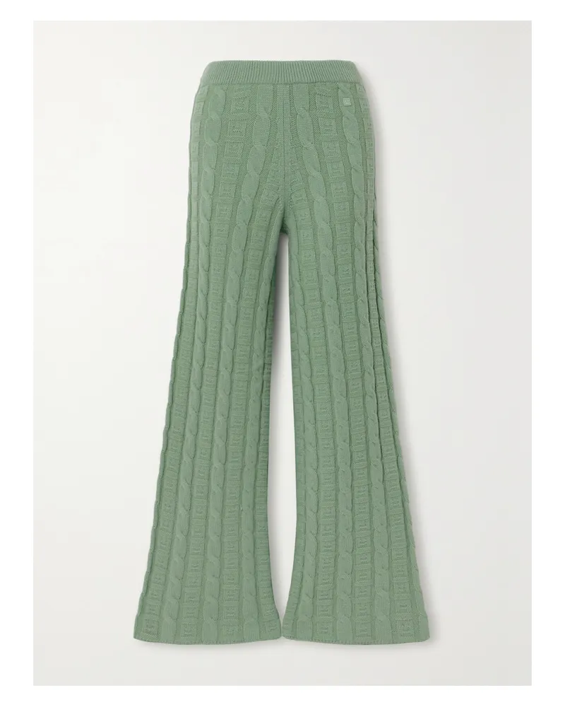 Acne Studios Schlaghose Aus Einer Wollmischung In Zopfstrick - Grün Grün