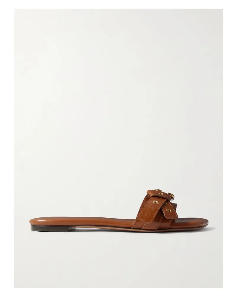Chloé Mae Pantoletten Aus Leder Mit Schnalle - Braun Braun