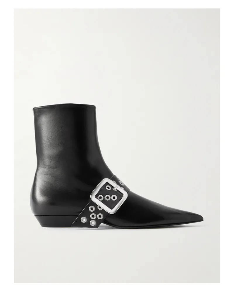 Jil Sander Ankle Boots Aus Leder Mit Schnallen - Schwarz Schwarz