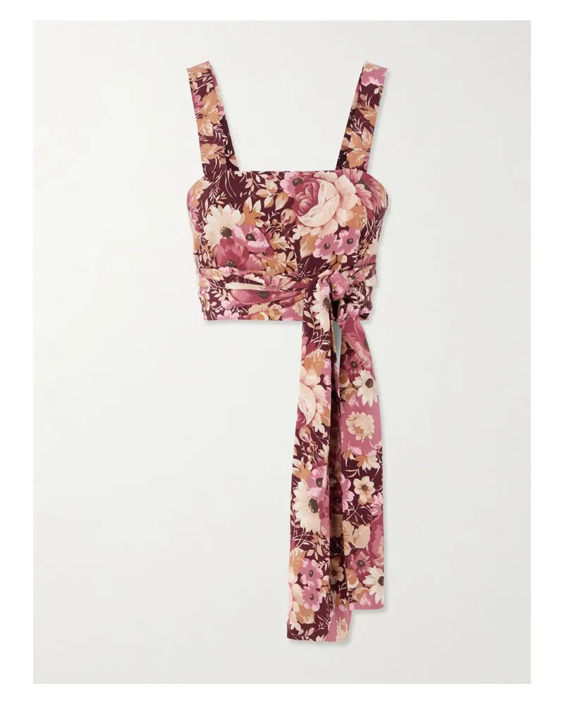Chloé Verkürztes Top Aus Seiden-crêpe Mit Blumenprint - Pink Pink
