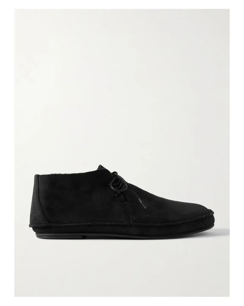 The Row Tyler Desert Boots Aus Veloursleder Mit Shearling-futter - Schwarz Schwarz
