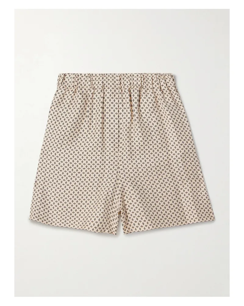 Loro Piana Angelo Printed Silk-twill Shorts - Neutrals Neutrals