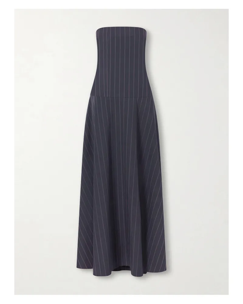 St. Agni Trägerloses Maxikleid Aus Einer Baumwollmischung Mit Streifen Und Rückenausschnitt - Blau Blau