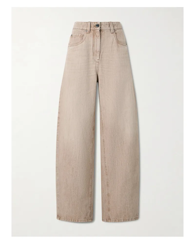 Brunello Cucinelli Hoch Sitzende Jeans Mit Weitem Bein Und Zierperlen - Neutral Neutral