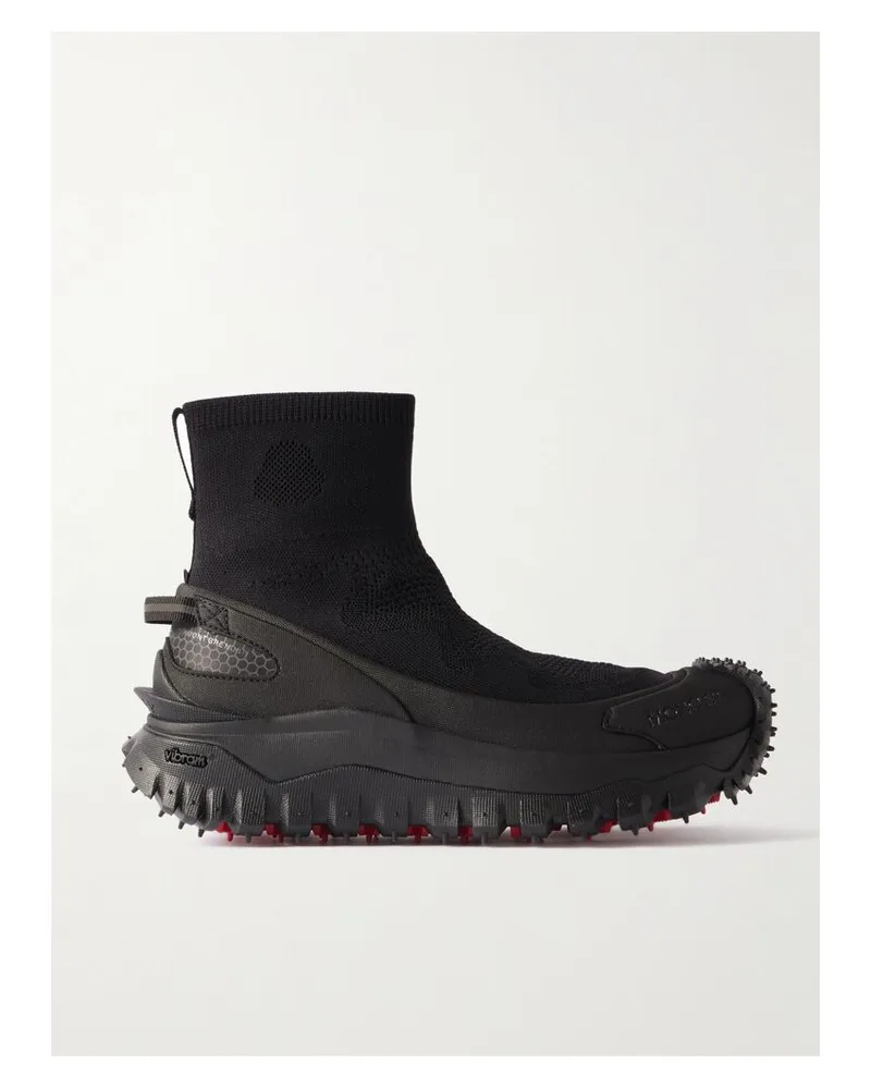 Moncler Trailgrip Sneakers Aus Stretch-strick Mit Gummibesätzen - Schwarz Schwarz