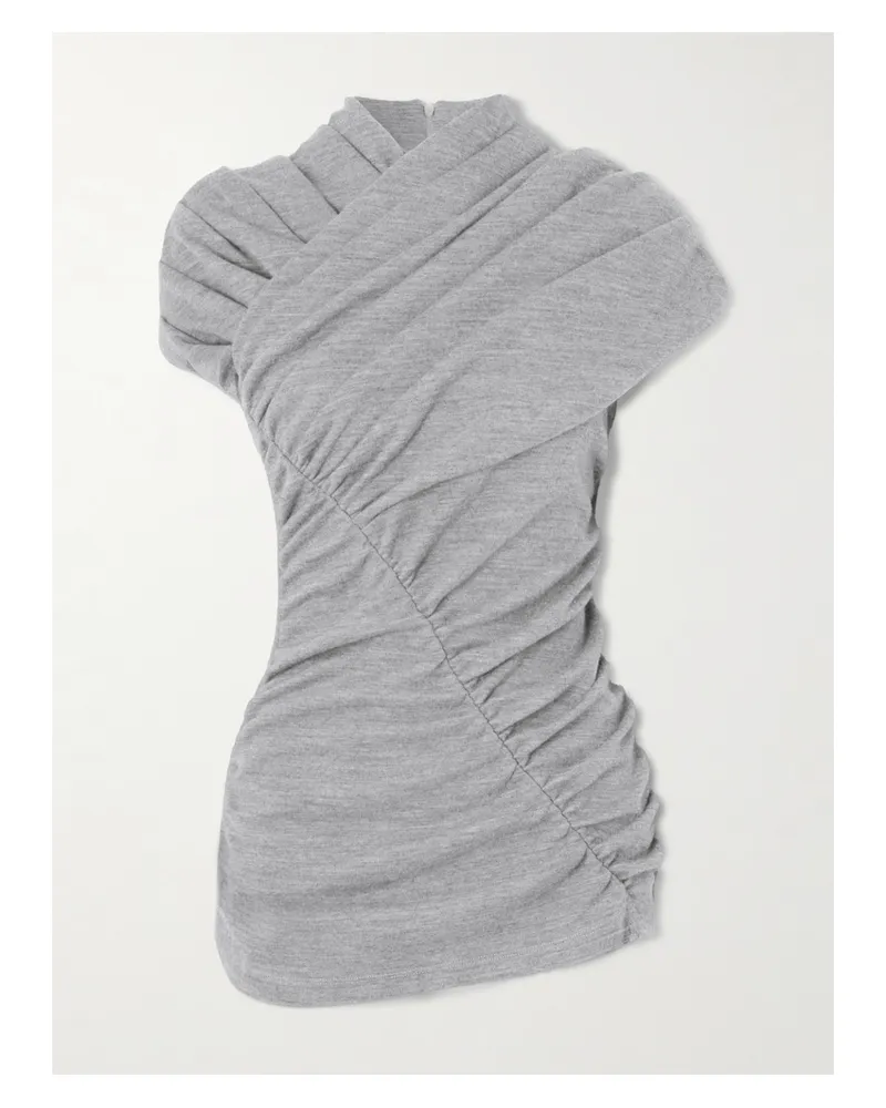 Balmain Oberteil Aus Einer Wollmischung Mit Raffungen - Grau Grau