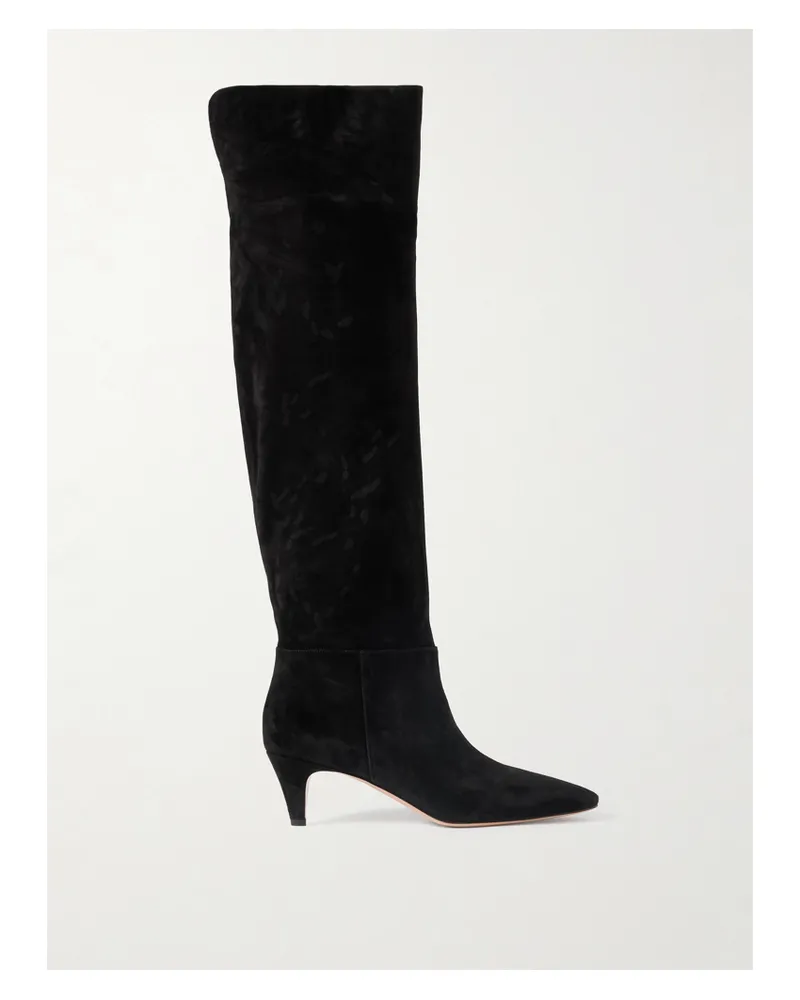 Gianvito Rossi Elise 45 Suede Knee Boots - Black Black