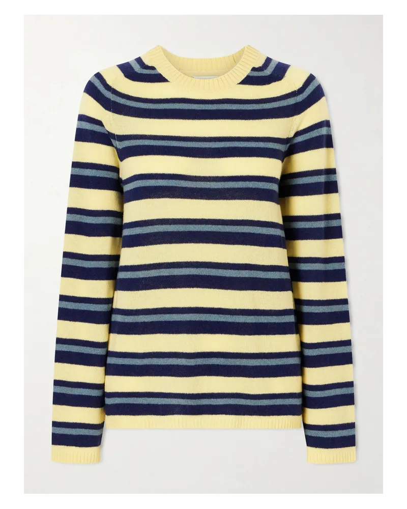 The Elder Statesman Laurel Gestreifter Kaschmirpullover - Blau Blau