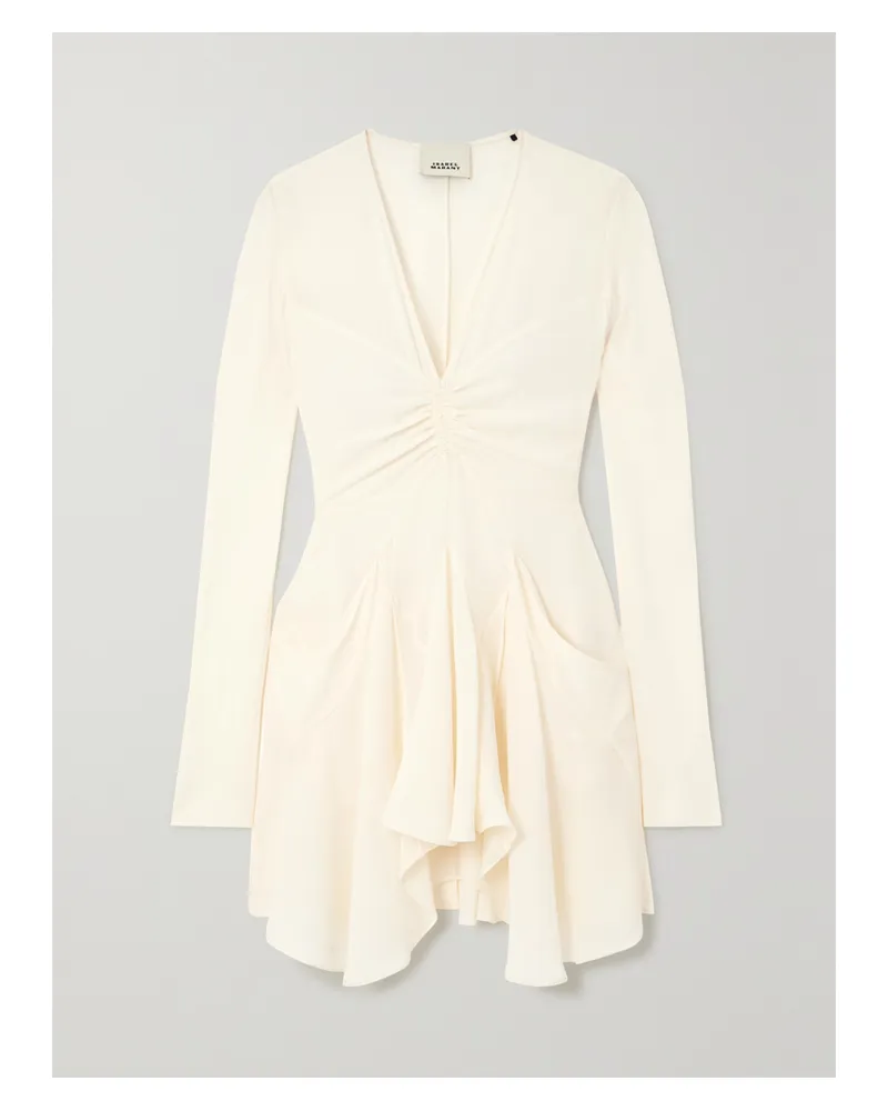 Isabel Marant Usmara Minikleid Aus Crêpe Mit Raffungen - Wollweiß Wollweiß