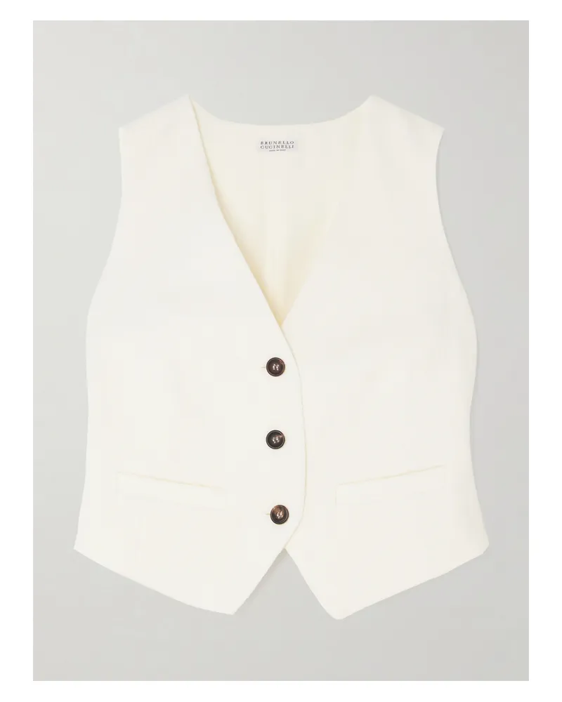 Brunello Cucinelli Weste Aus Tweed Aus Einer Baumwollmischung - Weiß Weiß