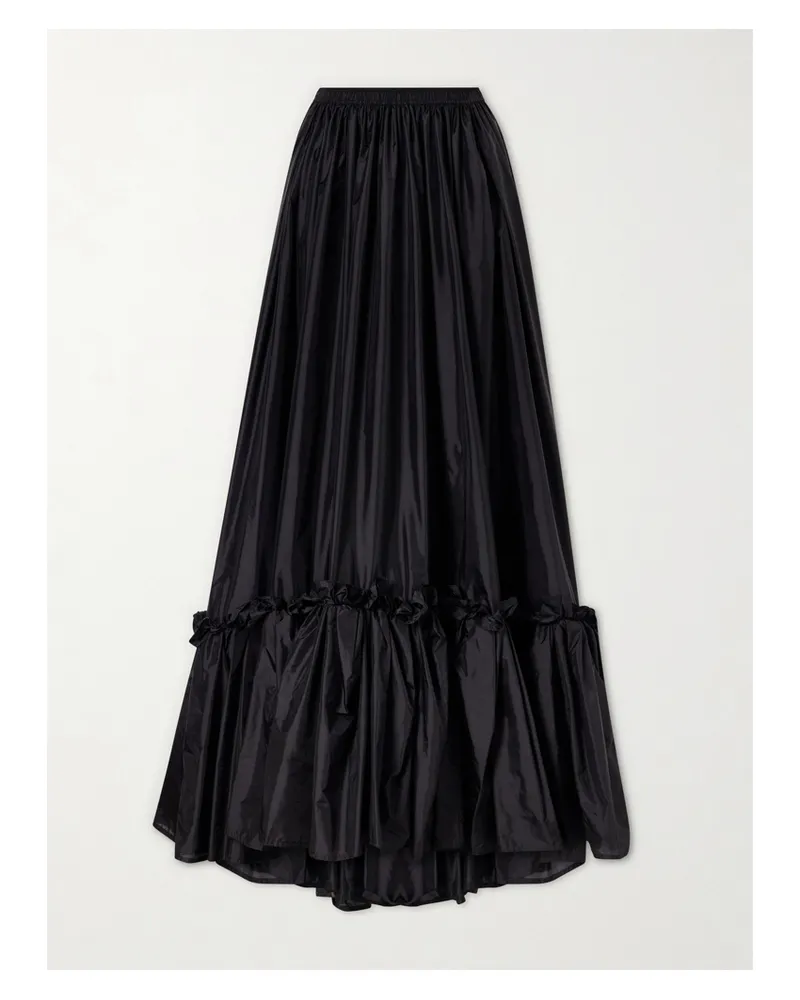 Saint Laurent Tiered Ruffled Satin Skirt - Black Black