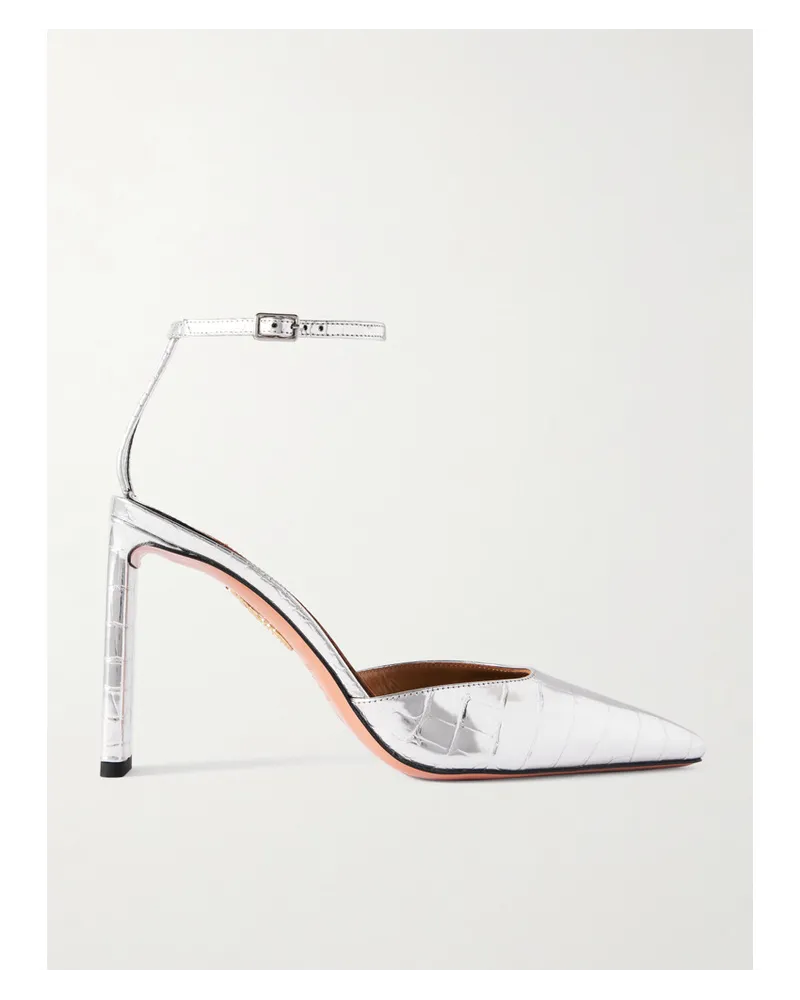 Aquazzura Blade 95 Pumps aus Metallic-leder Silber