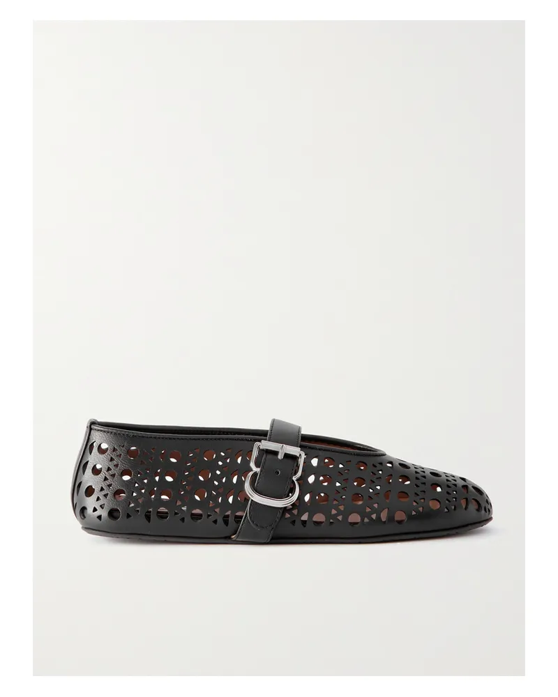 Alaïa Perforated Leather Ballet Pumps - Black Black