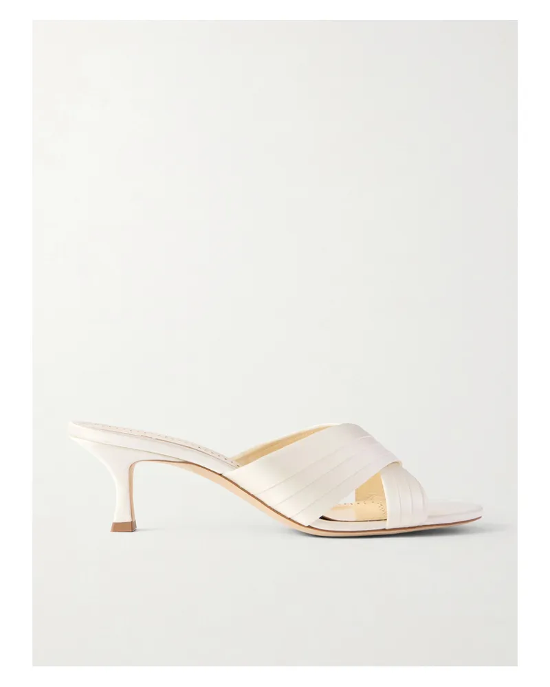 Manolo Blahnik Skye 50 Mules Aus Satin - Weiß Weiß