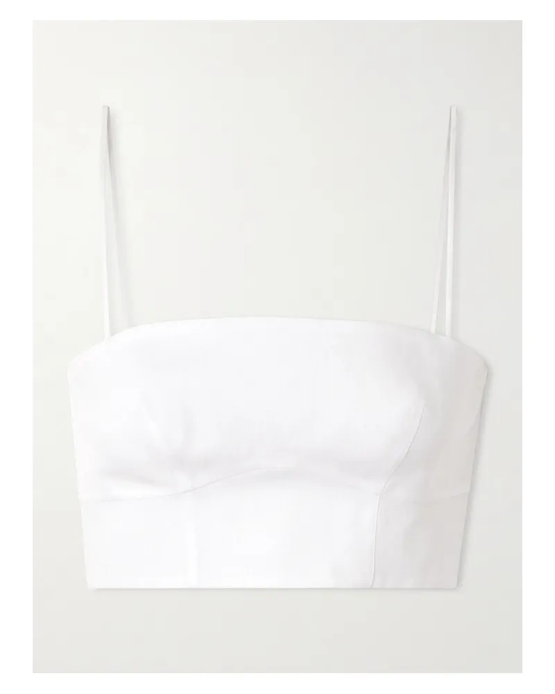 Gabriela Hearst Blazie Cropped Linen Top - White White