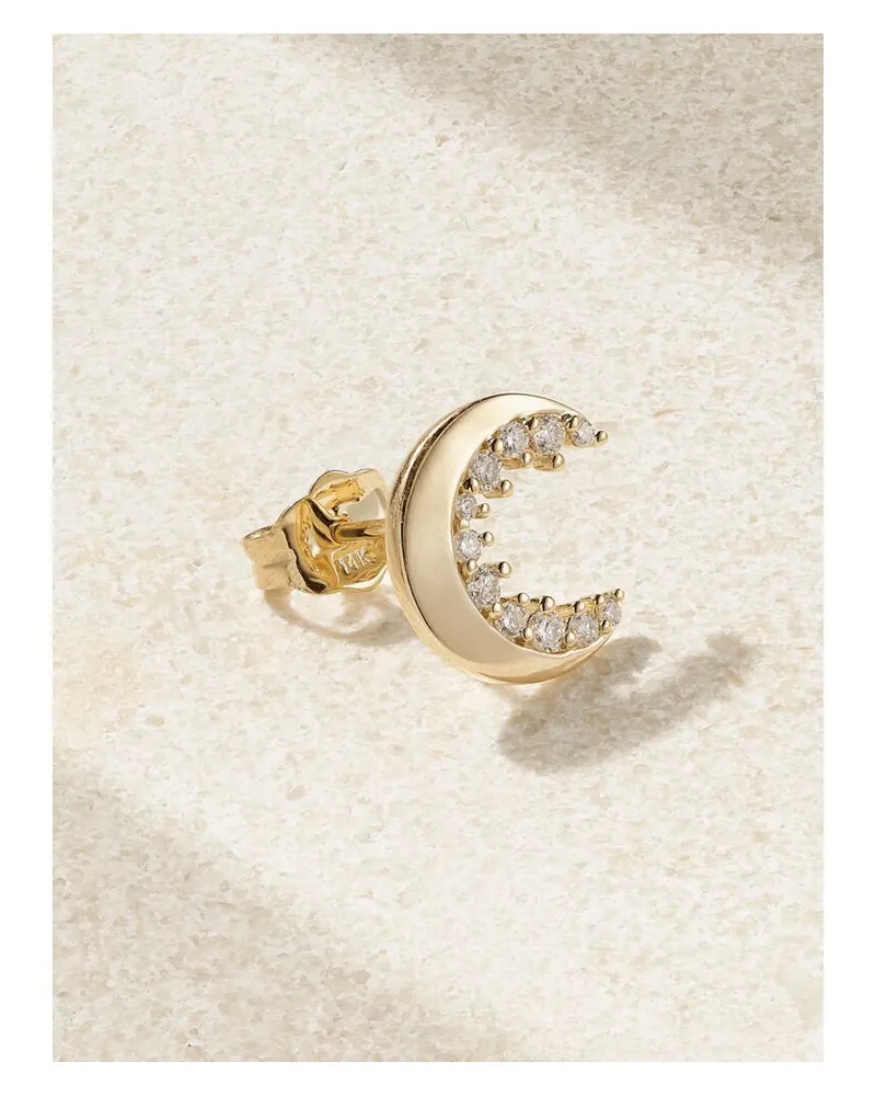 Sydney Evan Crescent Moon Einzelner Ohrstecker Aus 14 Karat Gold Mit Diamanten Gold