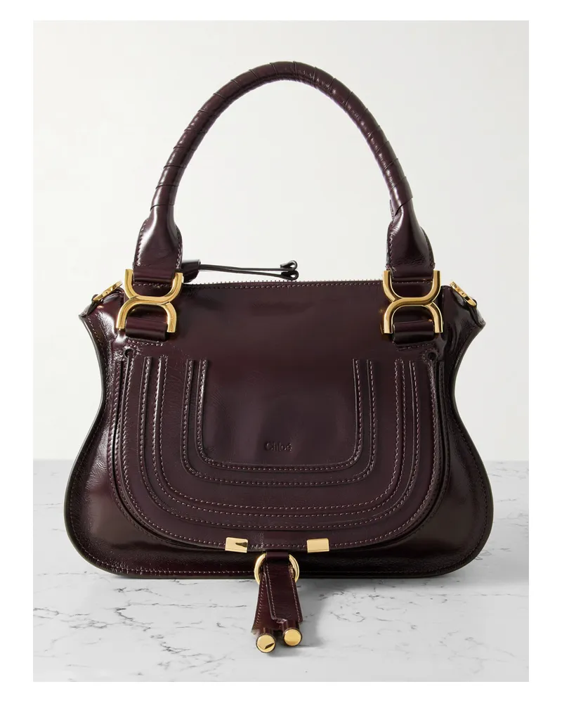 Chloé Marcie Leather Tote - Burgundy Burgundy