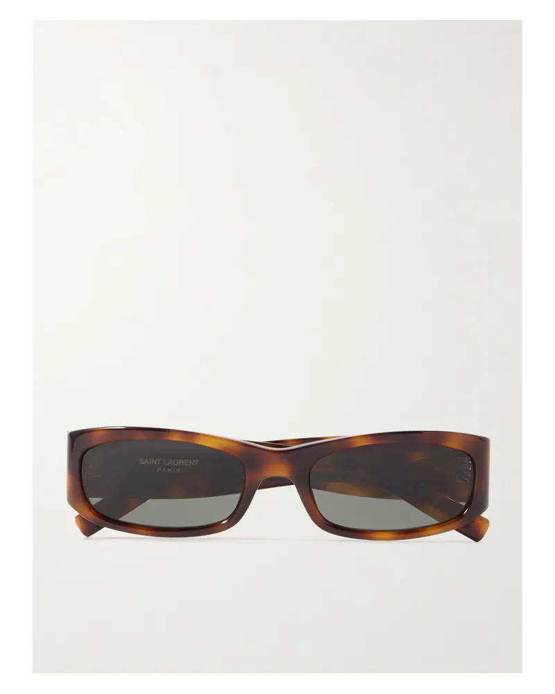 Saint Laurent Rectangle-frame Tortoiseshell Acetate Sunglasses - Brown Brown