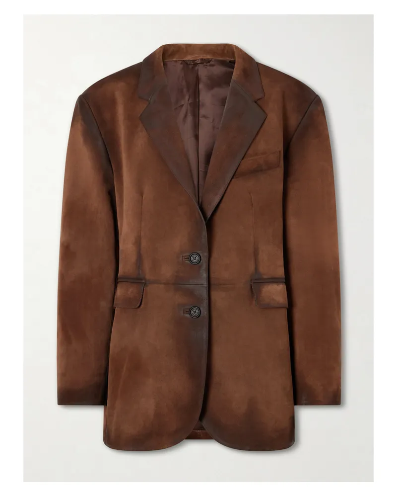 Acne Studios Distressed Suede Blazer - Brown Brown