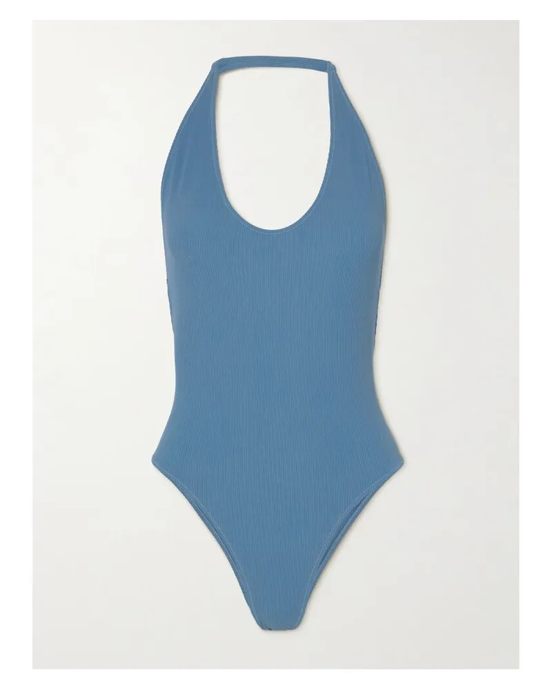 LIDO Ventitre Badeanzug Aus Geripptem Stretch-material Mit Neckholder - Blau Blau
