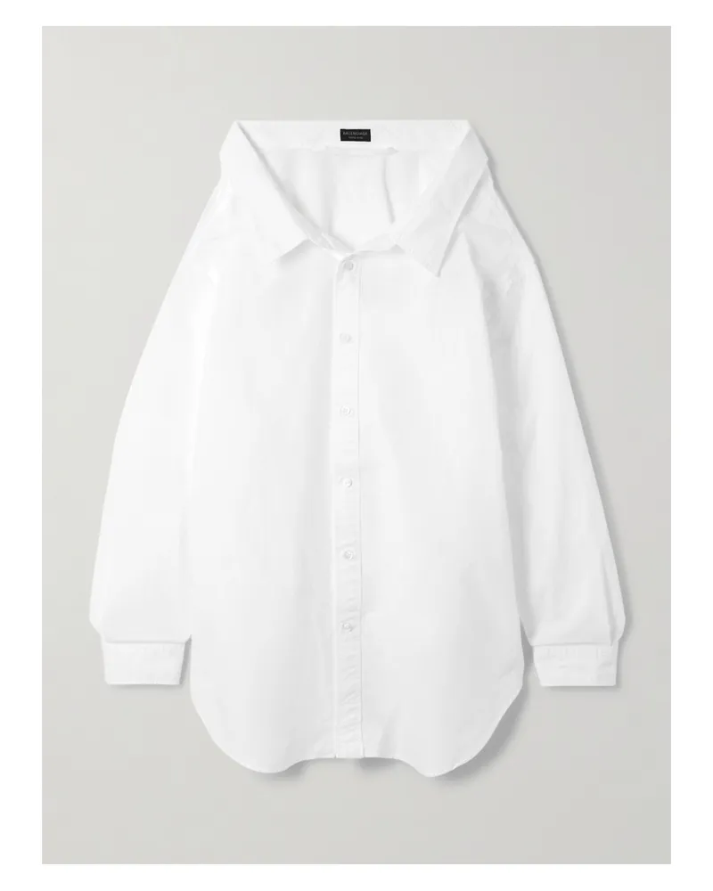 Balenciaga Schulterfreies Oversized-hemd Aus Baumwollpopeline - Weiß Weiß