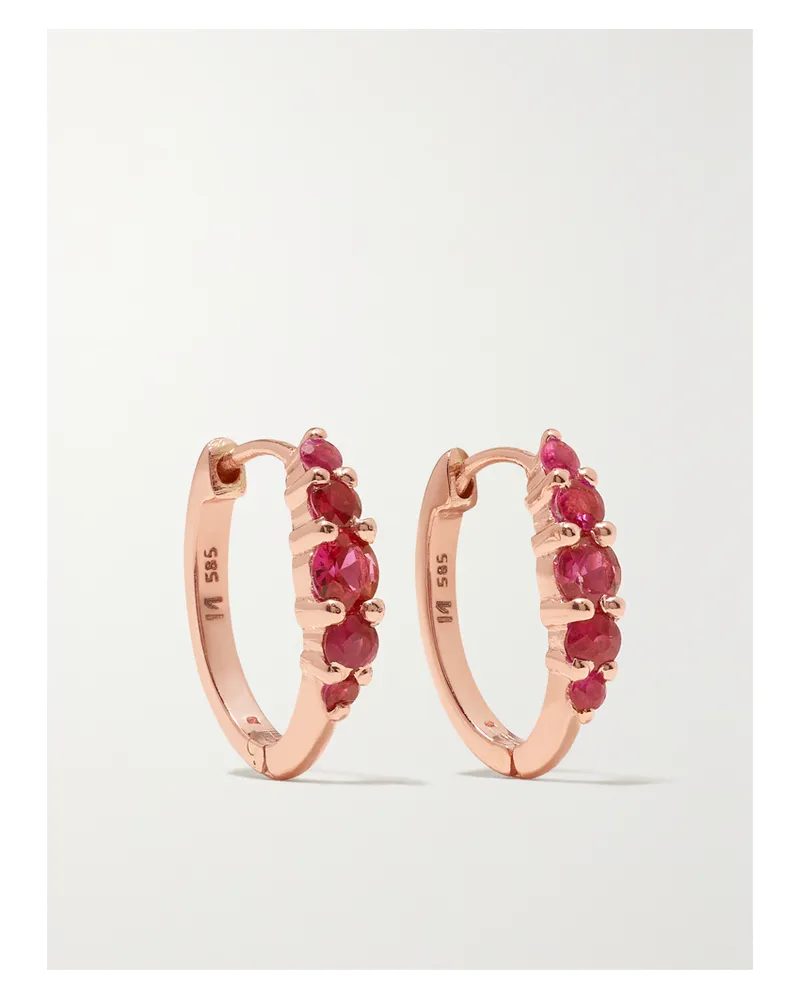 Ileana Makri Rivulet Medium Creolen Aus 18 Karat Roségold Mit Rubinen - Rot Rot