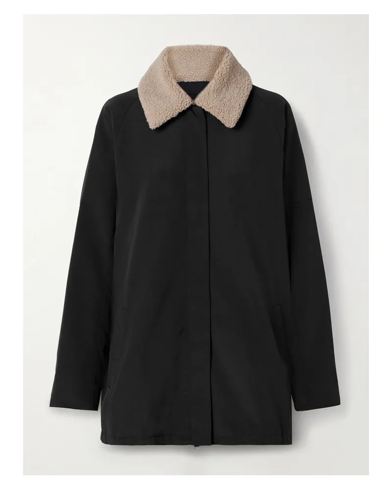 tibi Oversized-jacke Aus Canvas Mit Fleece-besatz - Schwarz Schwarz