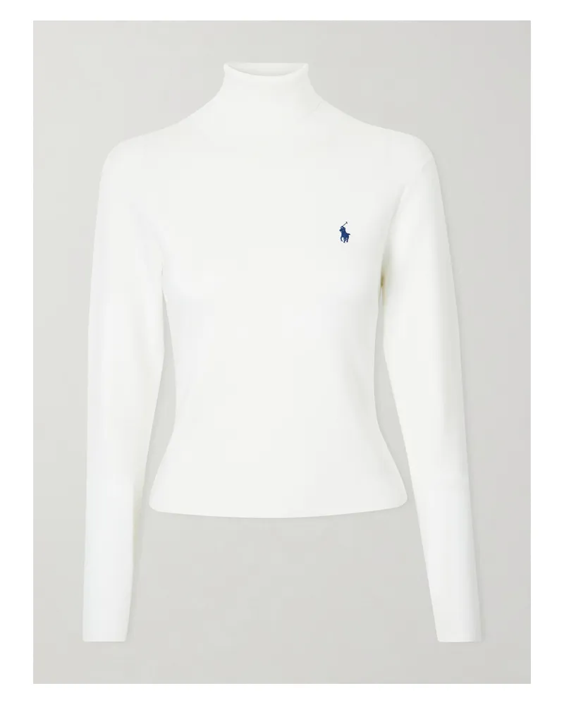 Ralph Lauren Embroidered Cotton-blend Turtleneck Sweater - White White