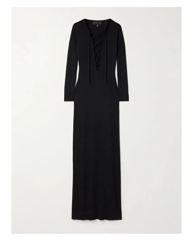 Nili Lotan Bowie Maxikleid Aus Seiden-jersey Mit Schnürung - Schwarz Schwarz