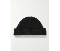Beanie Aus Geripptem Kaschmir - Schwarz