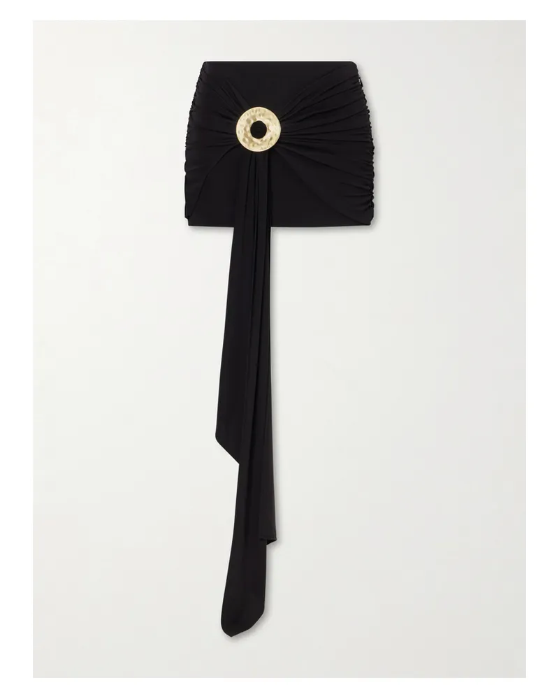 Cult Gaia Freesia Gathered Embellished Stretch-jersey Mini Skirt - Black Black