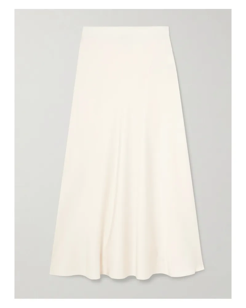 ALLUDE Stretch-silk Satin Midi Skirt - Neutrals Neutrals
