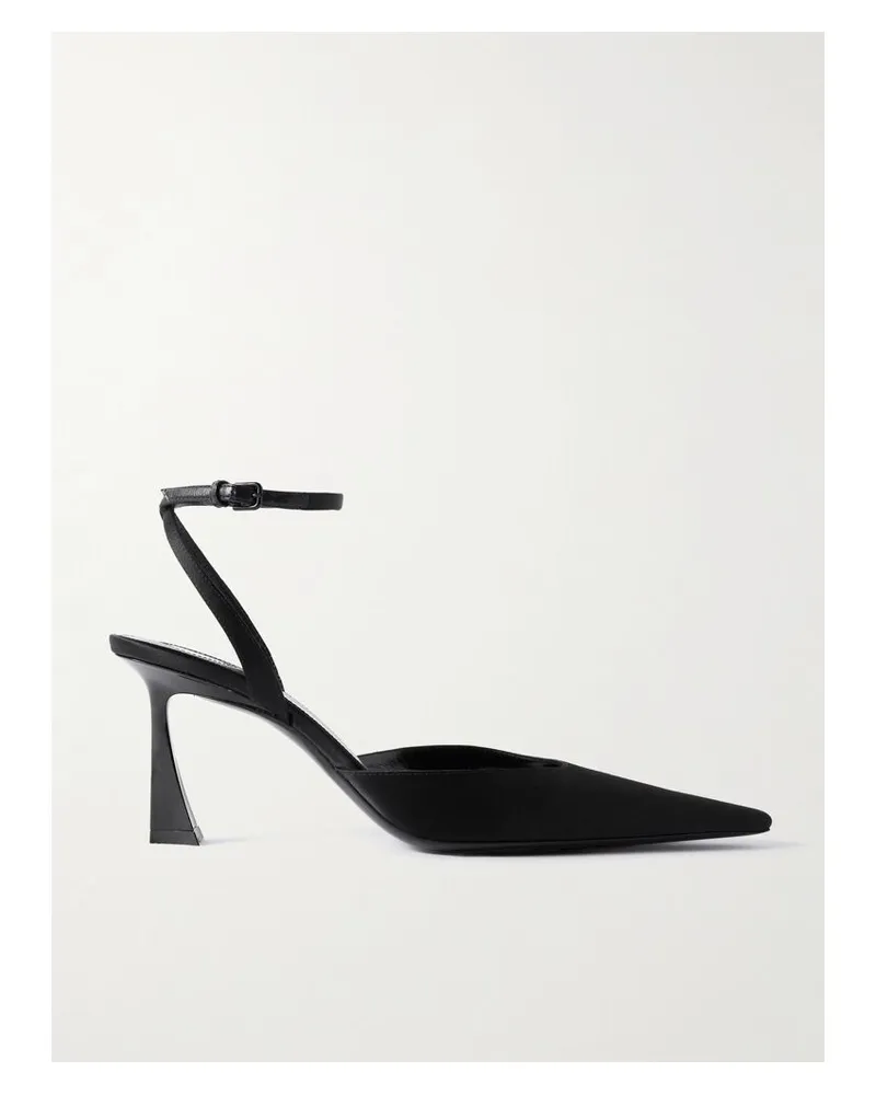 Saint Laurent Aimee Pumps Aus Satin Mit Lederbesätzen - Schwarz Schwarz