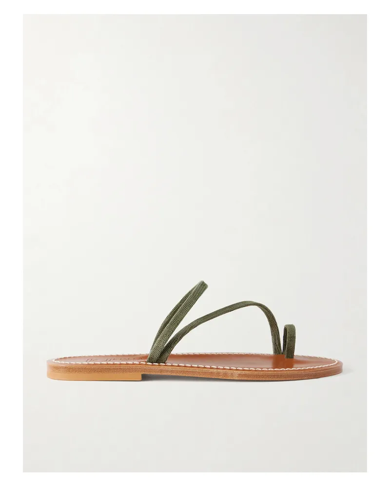 K.Jacques  Actium Snake-effect Leather Sandals - Green Green