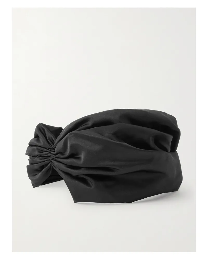 Jennifer Behr Dinah Gathered Duchesse Silk-satin Headband - Black Black