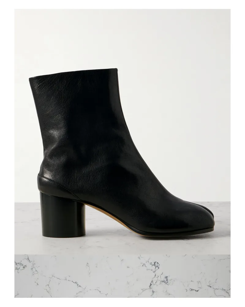 Maison Margiela Tabi Split-toe Leather Ankle Boots - Black Black