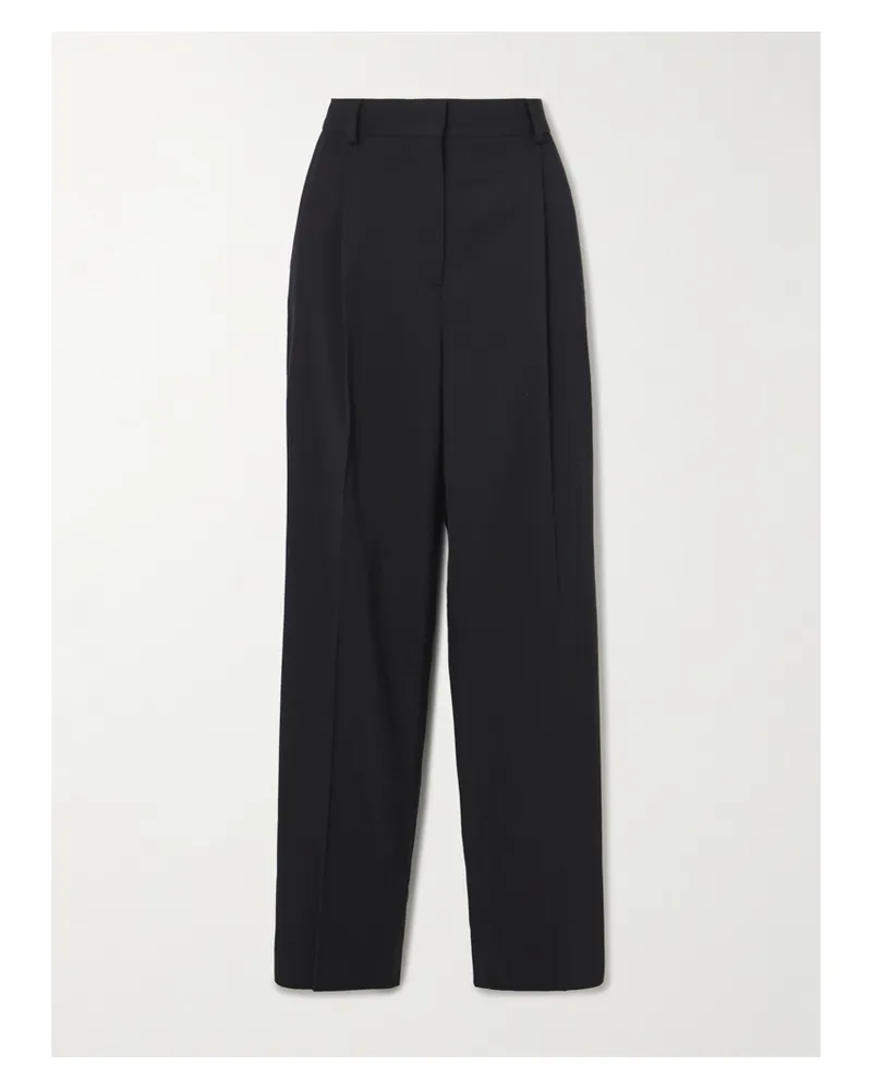 Totême Hose Mit Geradem Bein Aus Twill Mit Falten - Schwarz Schwarz