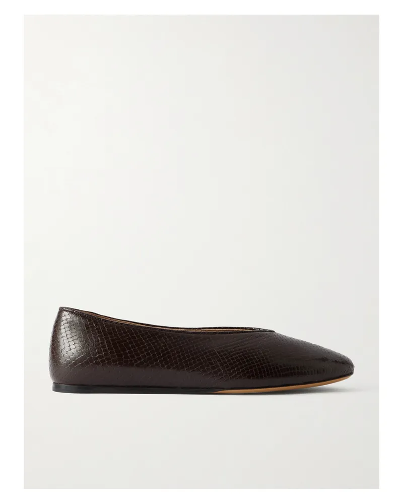 Le Monde Béryl Regency Ballerinas Aus Leder Mit Schlangeneffekt - Braun Braun