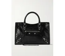 Le City Small Embellished Textured-leather Tote - Black