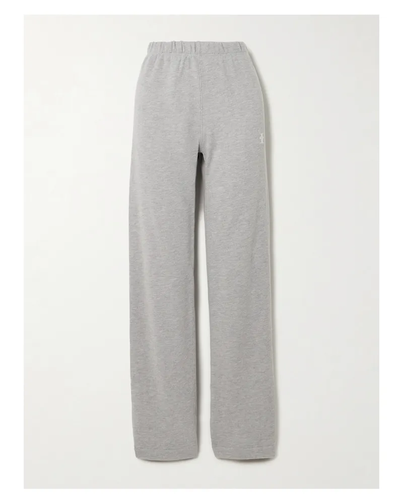 ÉTERNE Embroidered Cotton And Modal-blend Jersey Sweatpants - Gray Gray