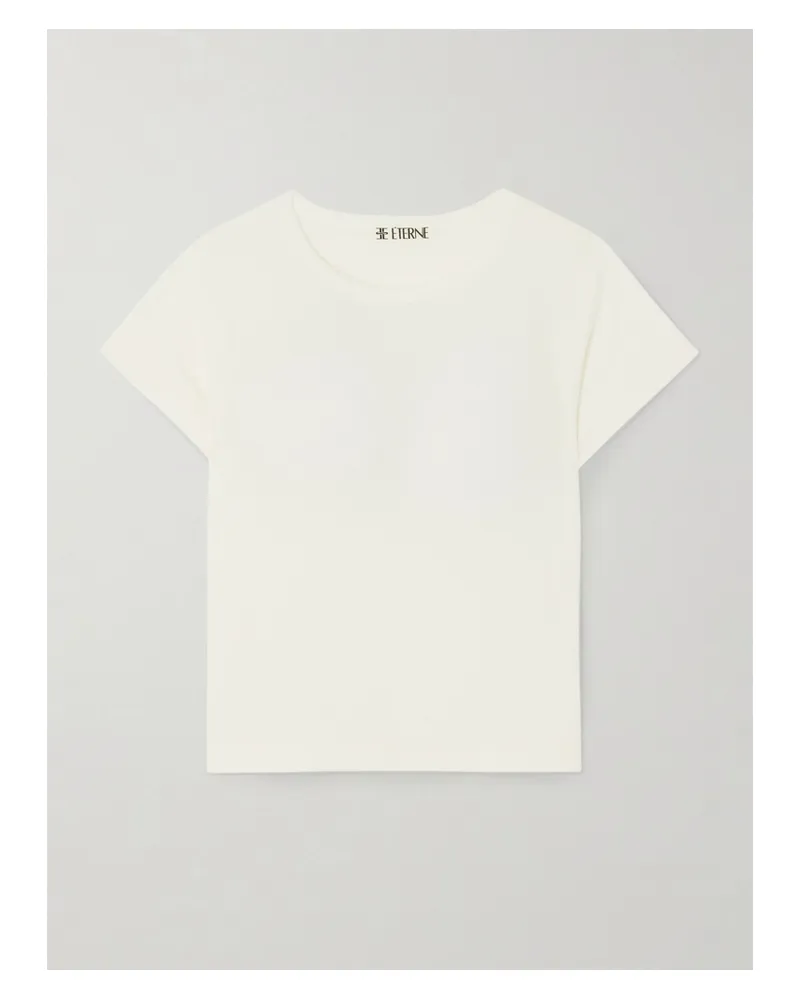 ÉTERNE Short Sleeve Baby Tee Cropped Cotton And Modal-blend Jersey T-shirt - Ivory Ivory