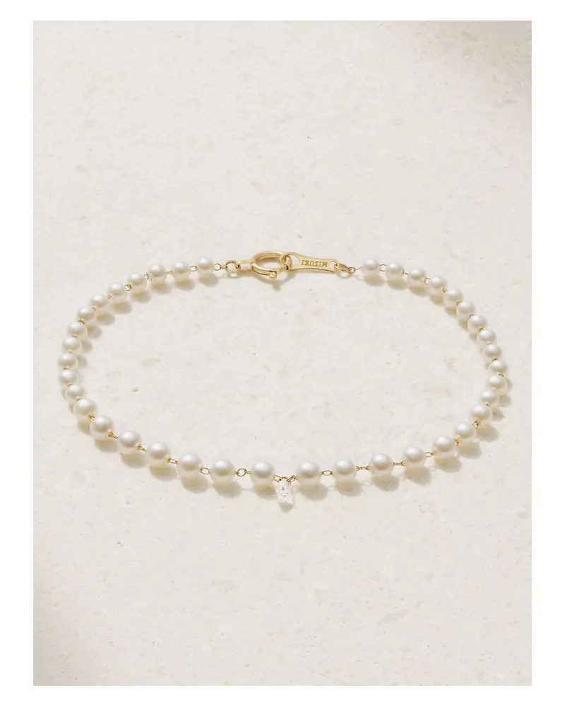 MIZUKI Armband Aus 14 Karat Gold Mit Perlen Und Diamant Gold
