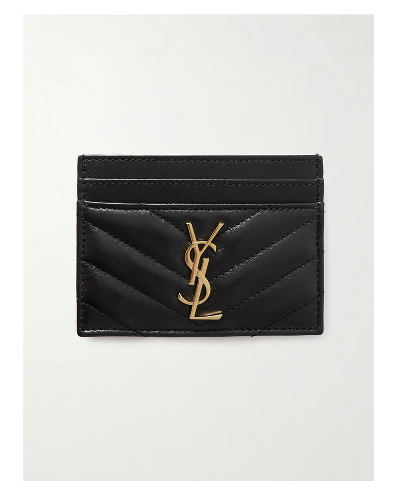 Saint Laurent Cassandre Matelassé Leather Cardholder - Black Black