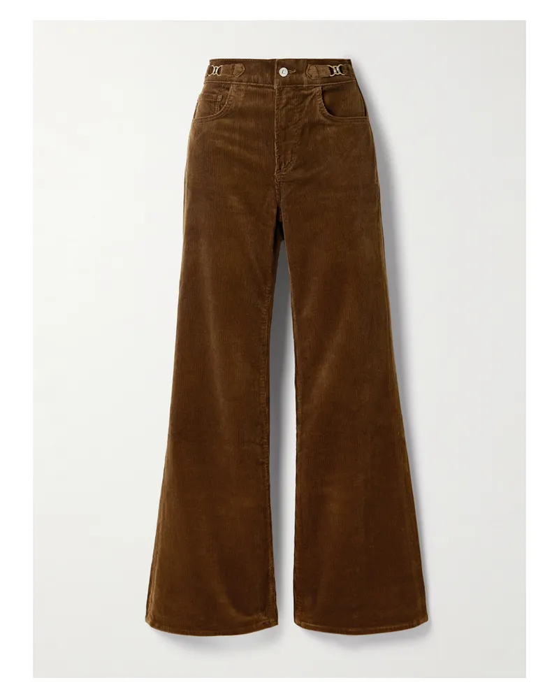 Citizens of humanity Kimberly Horsebit-embellished Stretch-cotton Corduroy Flared Pants - Brown Brown