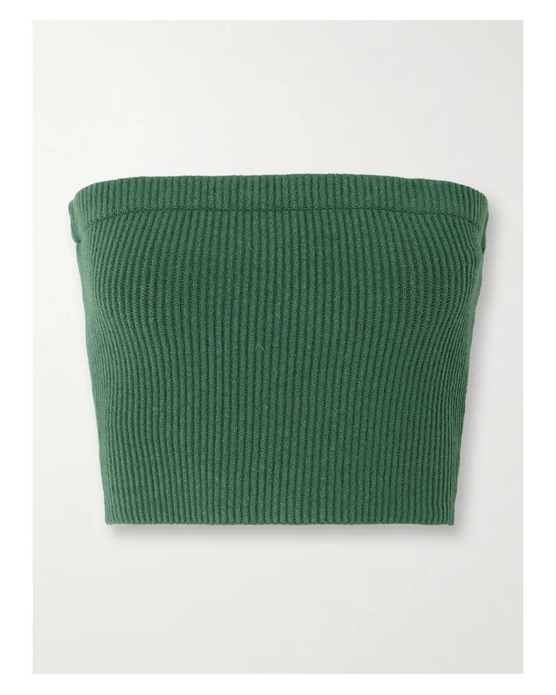 By Malene Birger Giovania Verkürztes, Trägerloses Bustier Aus Einer Gerippten Lenzing™-ecovero™-mischung - Grün Grün